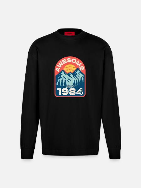 Awesome since 1984 - Heavyweight Oversized Organic Longsleeve Shirt Made in EU - SOLID BLACK
