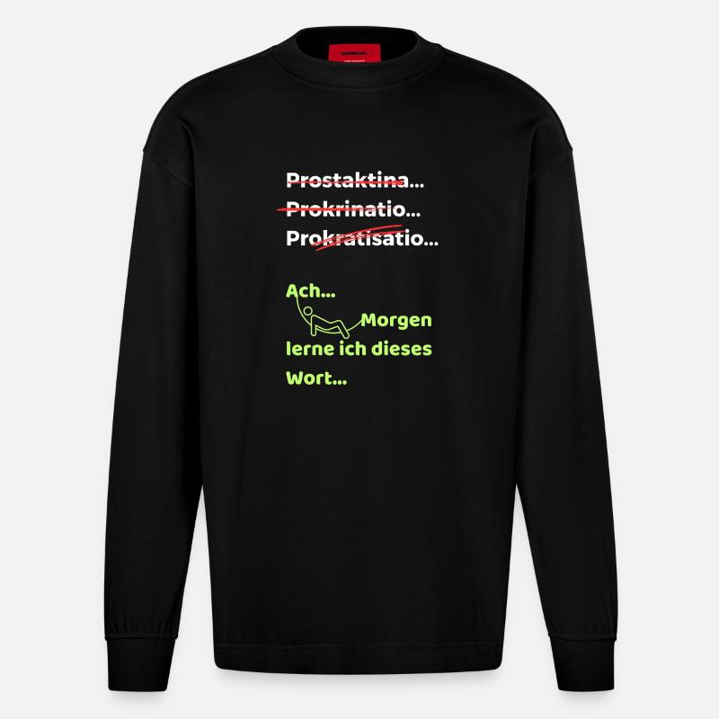 Prokrastination Witz lustiger Spruch Hängematte - Heavyweight Oversized Organic Langarmshirt Made in EU - SOLID BLACK