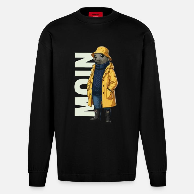 Seal Moin – Conception d’imperméable - Manches longues bio épais oversize fabriqué en UE - SOLID BLACK