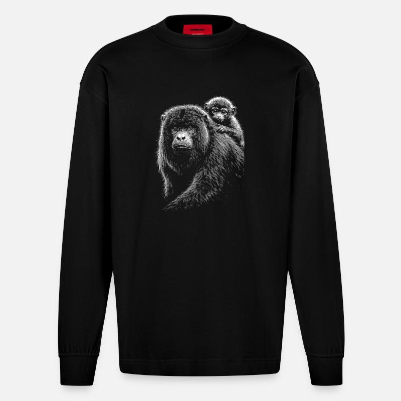Brüllaffe - Heavyweight Oversized Organic Langarmshirt Made in EU - SOLID BLACK