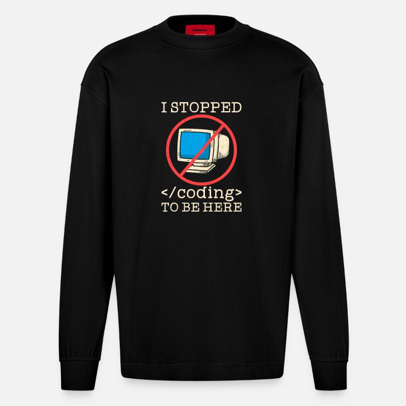 Coding funny saying programmer - Heavyweight Oversized Organic Longsleeve Shirt Made in EU - SOLID BLACK