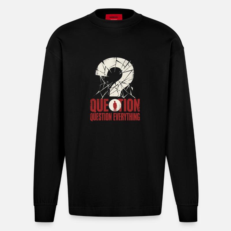 Question Everything - Heavyweight Oversized Organic Langarmshirt Made in EU - SOLID BLACK
