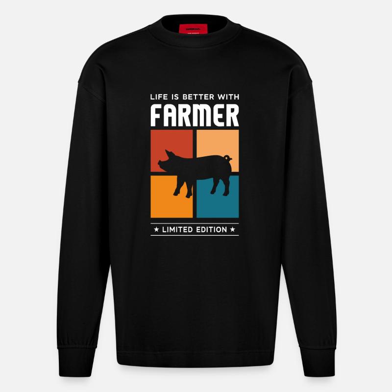Farmer - Heavyweight Oversized Organic Langarmshirt Made in EU - SOLID BLACK