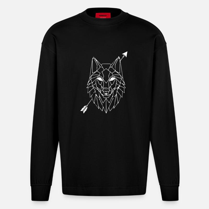 Wolf - Heavyweight Oversized Organic Langarmshirt Made in EU - SOLID BLACK
