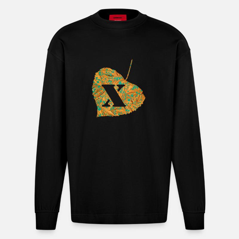 Feuille E 95 x - Manches longues bio épais oversize fabriqué en UE - SOLID BLACK
