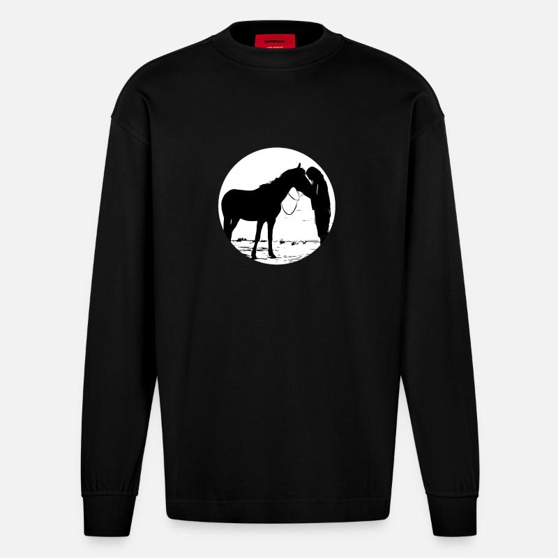 Pferd - Heavyweight Oversized Organic Langarmshirt Made in EU - SOLID BLACK