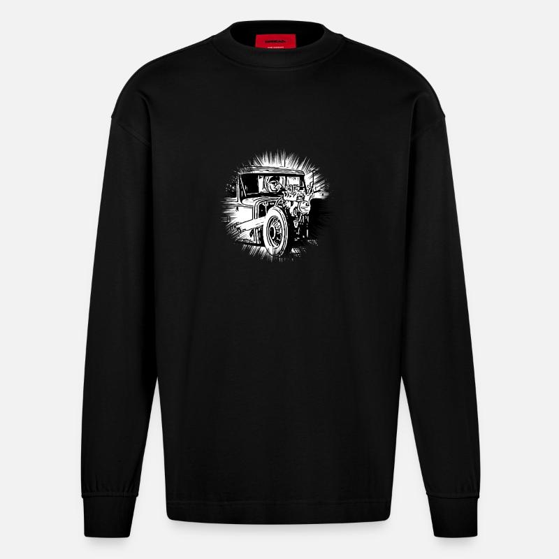 Auto - Heavyweight Oversized Organic Langarmshirt Made in EU - SOLID BLACK