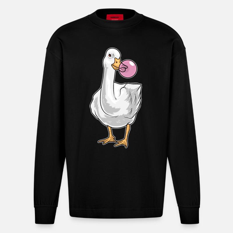 Chewing-gum de canard - Manches longues bio épais oversize fabriqué en UE - SOLID BLACK