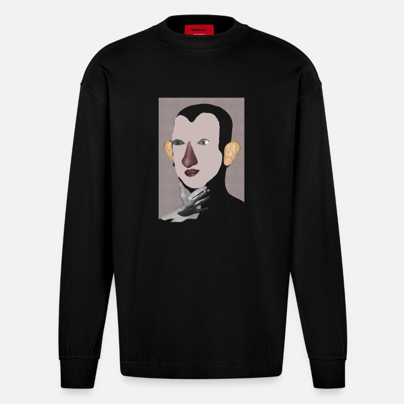 Fld.) Denke Thinkah - Heavyweight Oversized Organic Langarmshirt Made in EU - SOLID BLACK