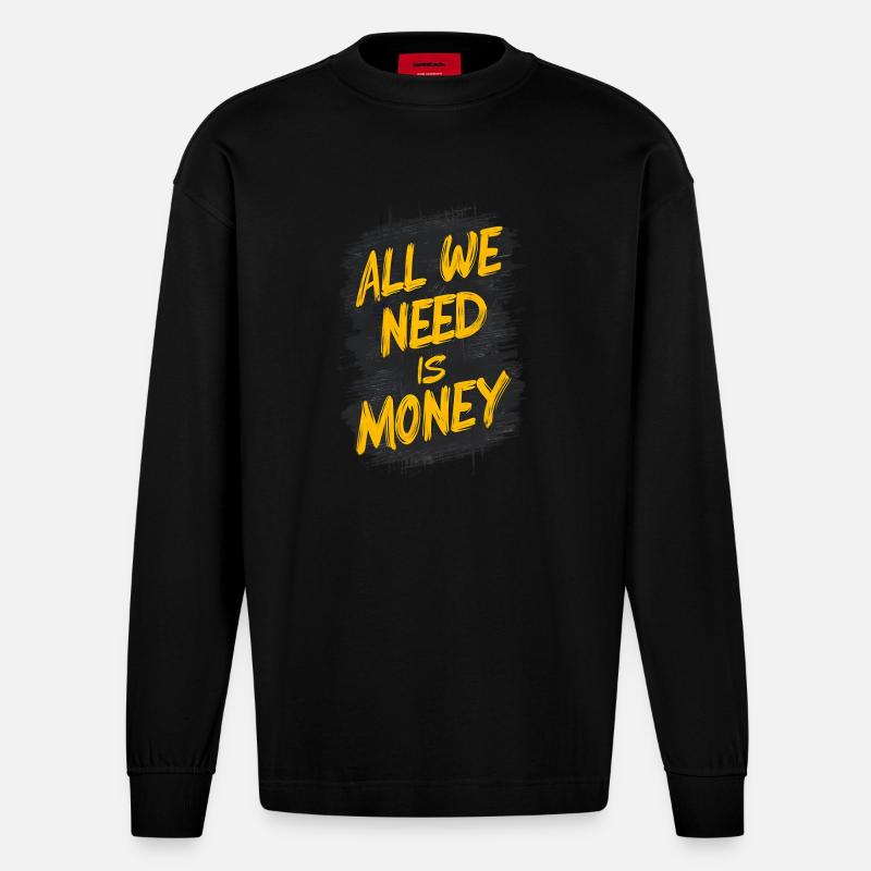 Die Graffiti-Geldabrechnung - Heavyweight Oversized Organic Langarmshirt Made in EU - SOLID BLACK