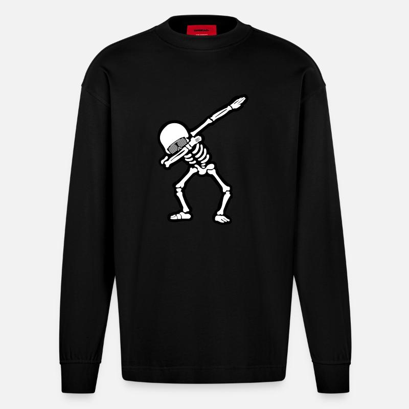 Cool Skull Dabbing - Heavyweight Oversized Organic Langarmshirt Made in EU - SOLID BLACK