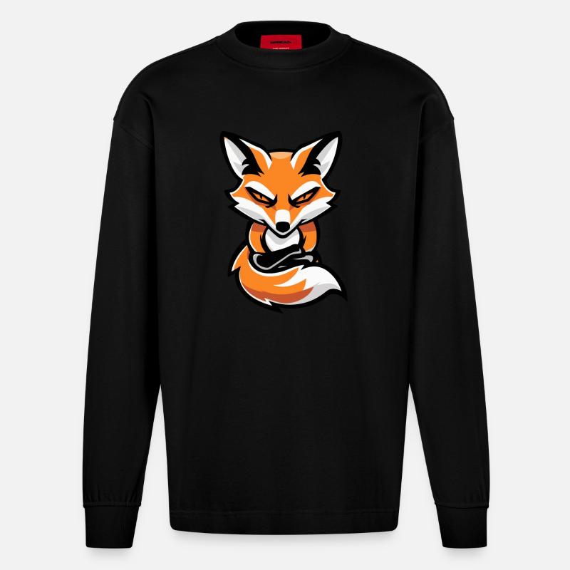Fuchs Comic - Heavyweight Oversized Organic Langarmshirt Made in EU - SOLID BLACK