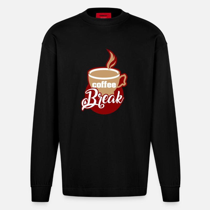 Coffee - Break - Heavyweight Oversized Organic Langarmshirt Made in EU - SOLID BLACK