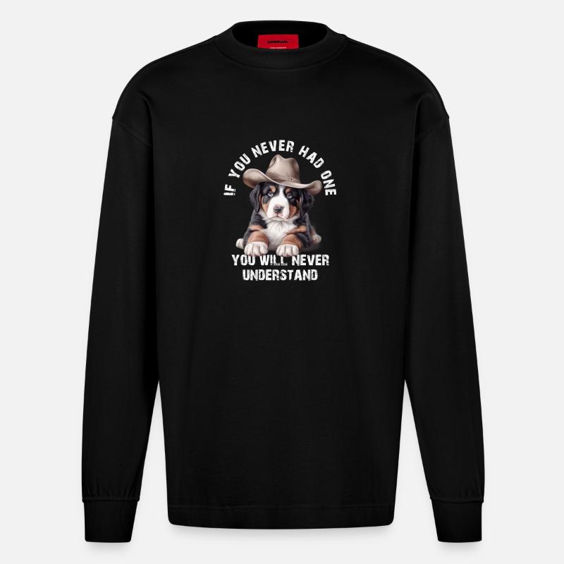 Berner Sennenhund - Heavyweight Oversized Organic Langarmshirt Made in EU - SOLID BLACK