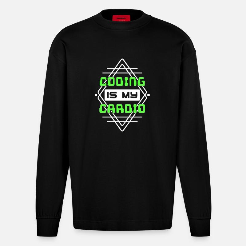 Developer Statement Code Skripting Webentwickler - Heavyweight Oversized Organic Langarmshirt Made in EU - SOLID BLACK