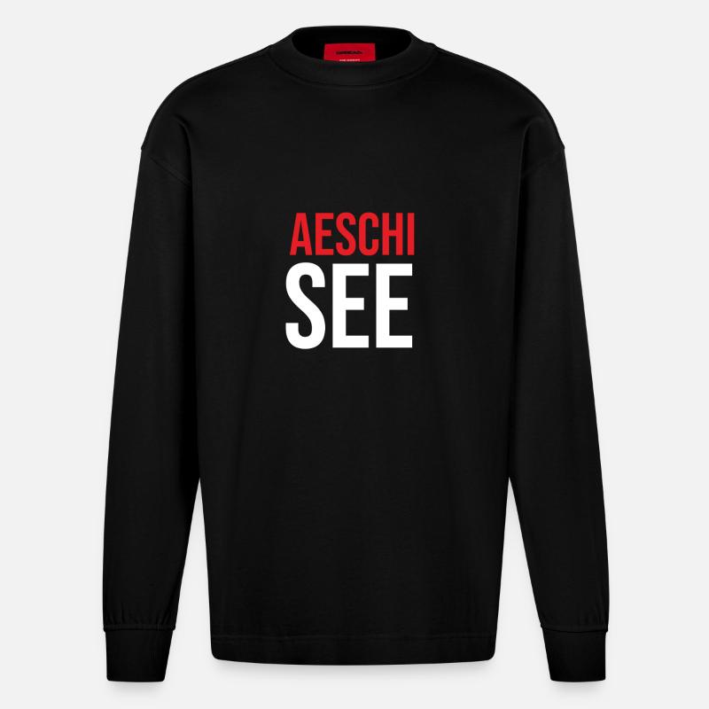 Aeschisee Souvenir - Heavyweight Oversized Organic Langarmshirt Made in EU - SOLID BLACK