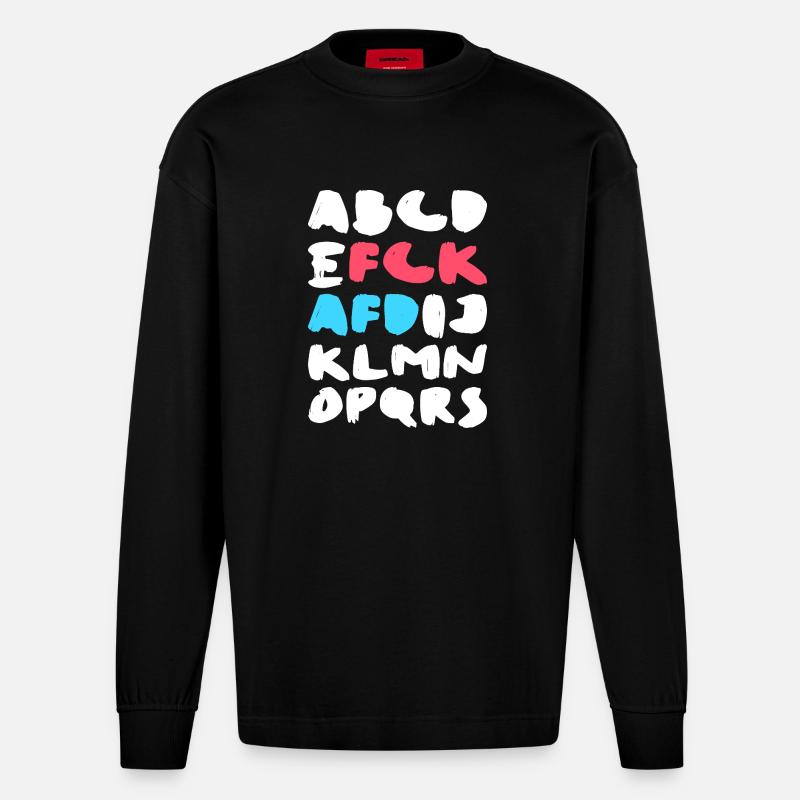 FCK AFD | Politisches Statement Design - Heavyweight Oversized Organic Langarmshirt Made in EU - SOLID BLACK