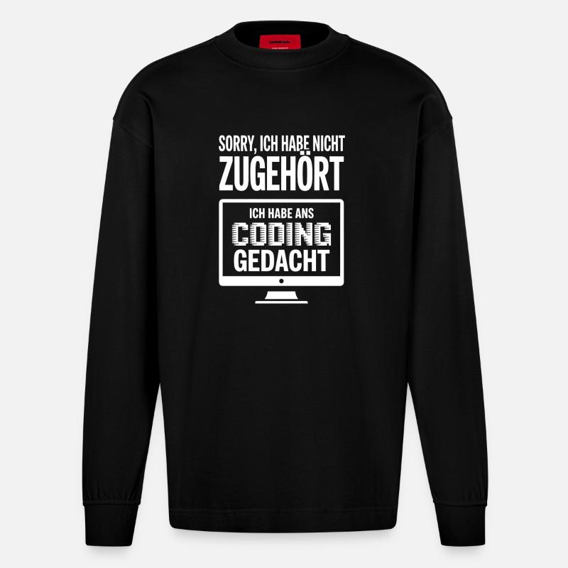 Coding Gedacht: Nicht Zuhören Meme - Heavyweight Oversized Organic Langarmshirt Made in EU - SOLID BLACK