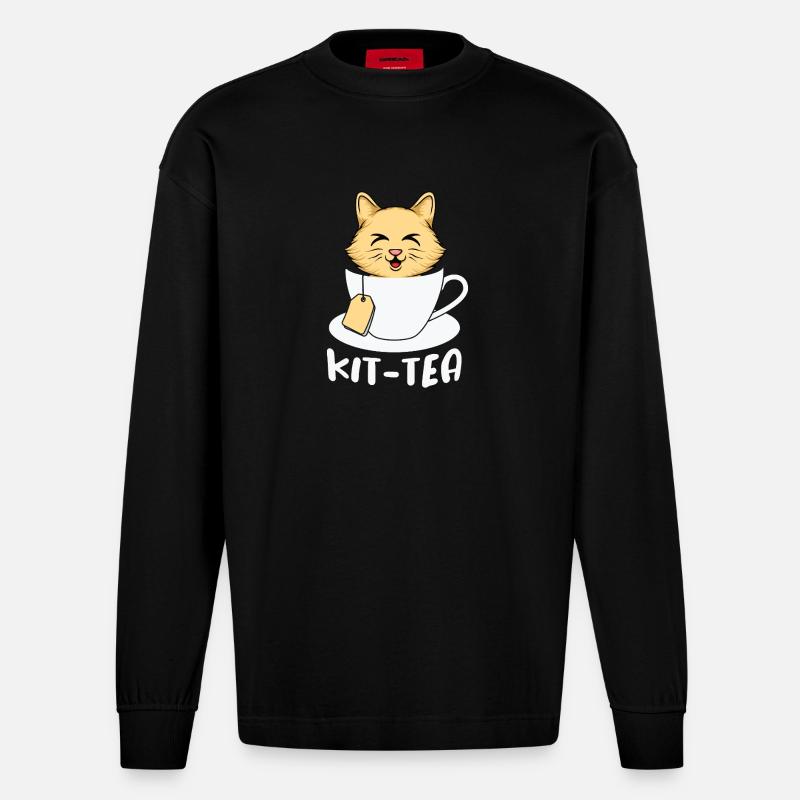 Kit Tea Time - Heavyweight Oversized Organic Langarmshirt Made in EU - SOLID BLACK