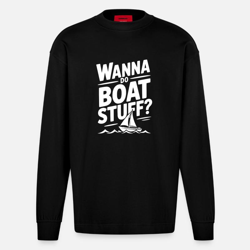 Willst du Boots-Sachen machen? - Heavyweight Oversized Organic Langarmshirt Made in EU - SOLID BLACK