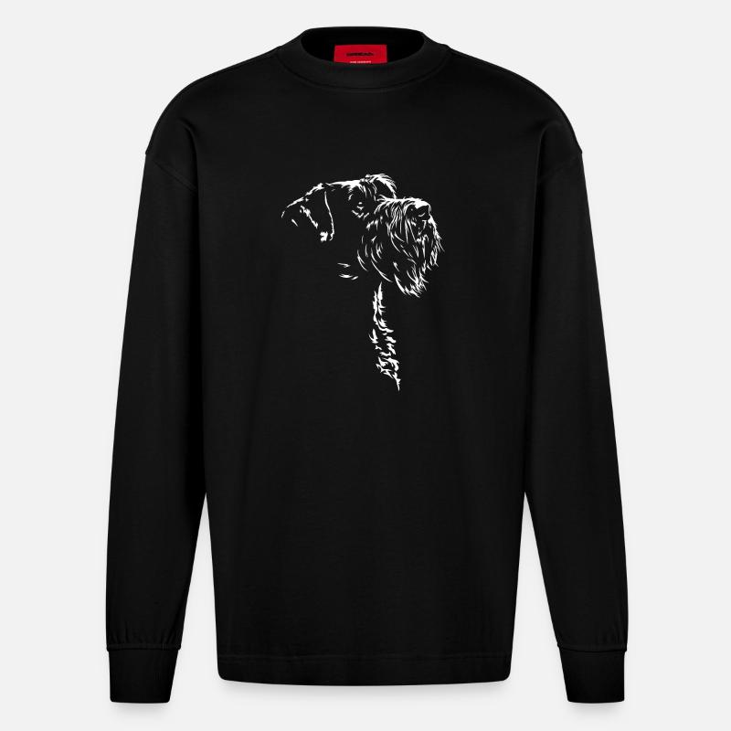 Silhouette de Schnauzer géant Chien Wilsigns - Manches longues bio épais oversize fabriqué en UE - SOLID BLACK