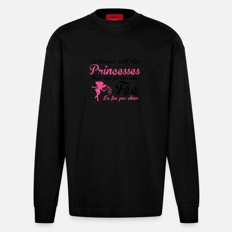 la fée pas chier - Heavyweight Oversized Organic Langarmshirt Made in EU - SOLID BLACK