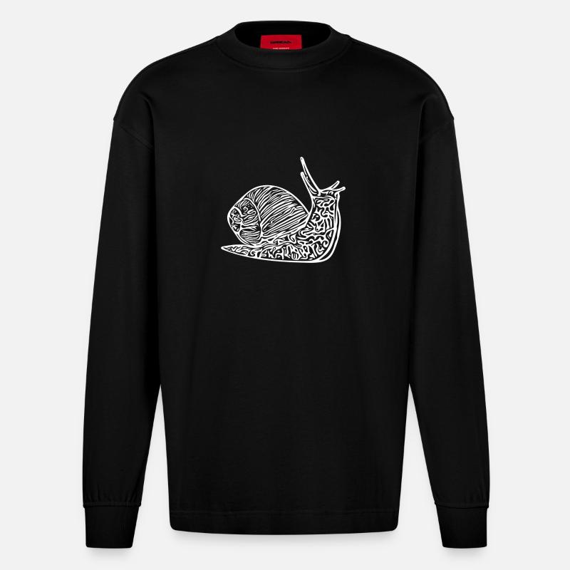 Escargot mignon avec maison - Manches longues bio épais oversize fabriqué en UE - SOLID BLACK