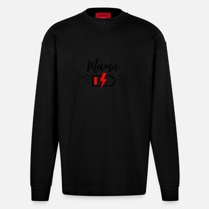 Mama Power Empty (black) - Heavyweight Oversized Organic Langarmshirt Made in EU - SOLID BLACK