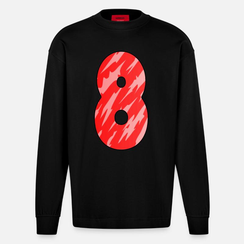 8 Rot Muster - Heavyweight Oversized Organic Langarmshirt Made in EU - SOLID BLACK
