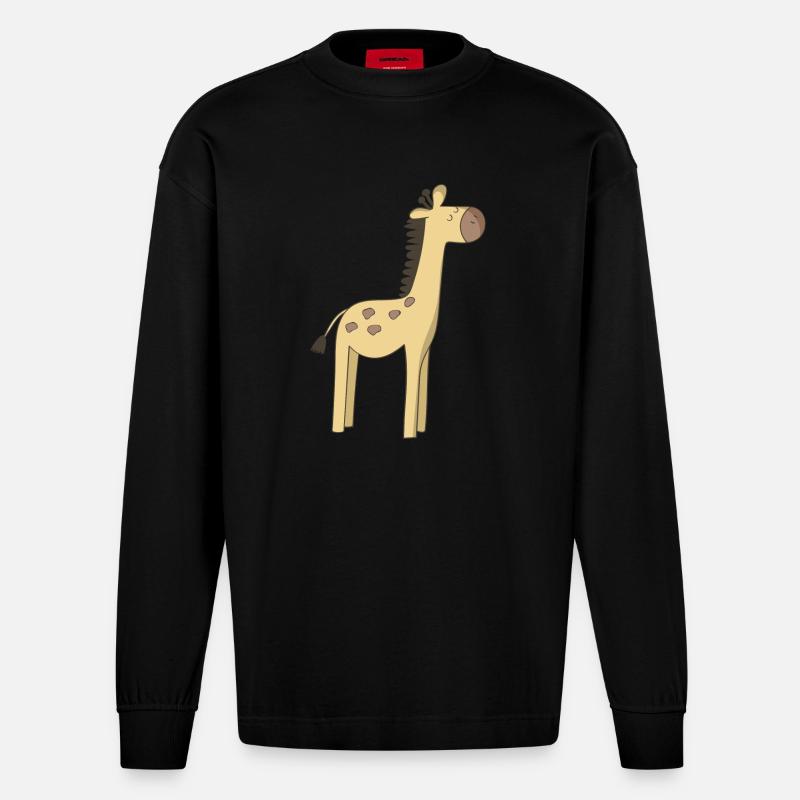 Giraffe - Heavyweight Oversized Organic Langarmshirt Made in EU - SOLID BLACK