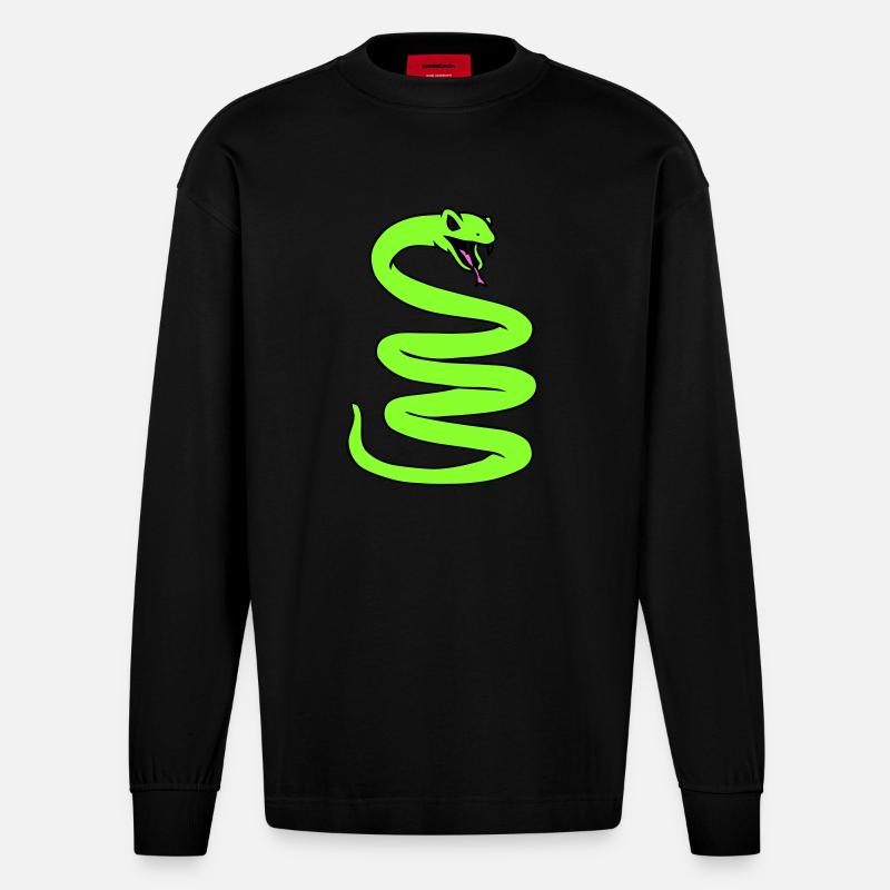 Coiled Snale - Heavyweight Oversized Organic Langarmshirt Made in EU - SOLID BLACK