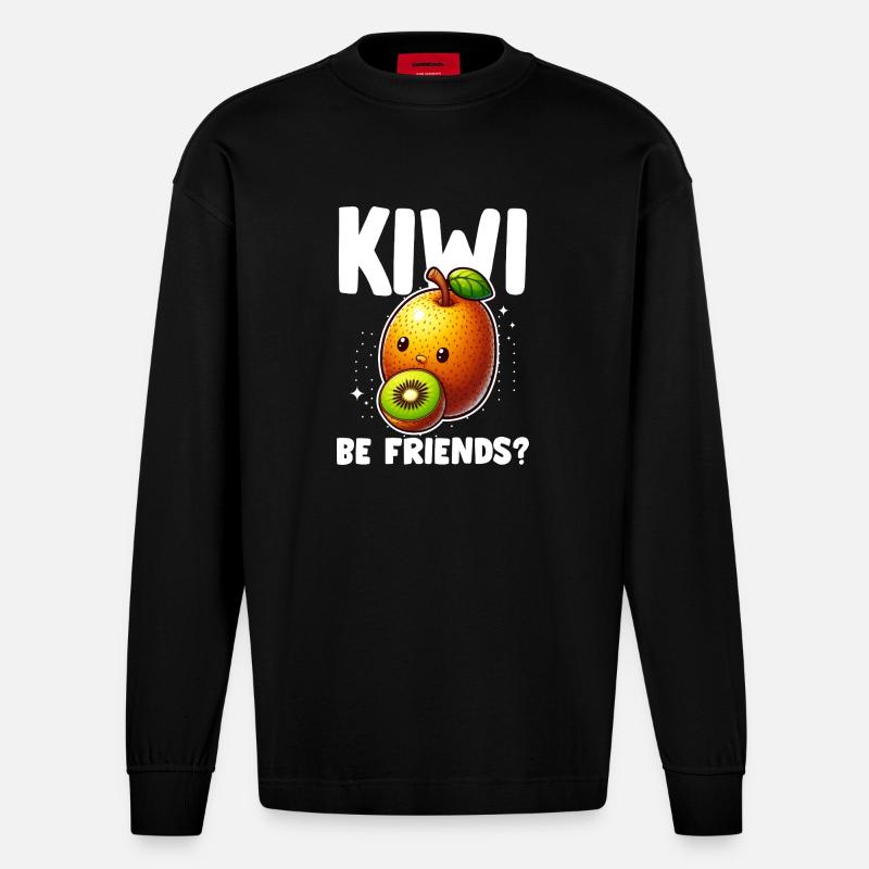 Kiwi Komplize - Heavyweight Oversized Organic Langarmshirt Made in EU - SOLID BLACK