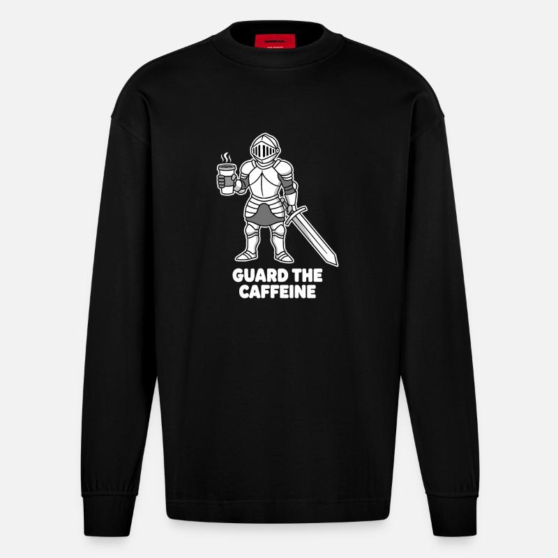 Kaffeekämpfer Ritter - Heavyweight Oversized Organic Langarmshirt Made in EU - SOLID BLACK