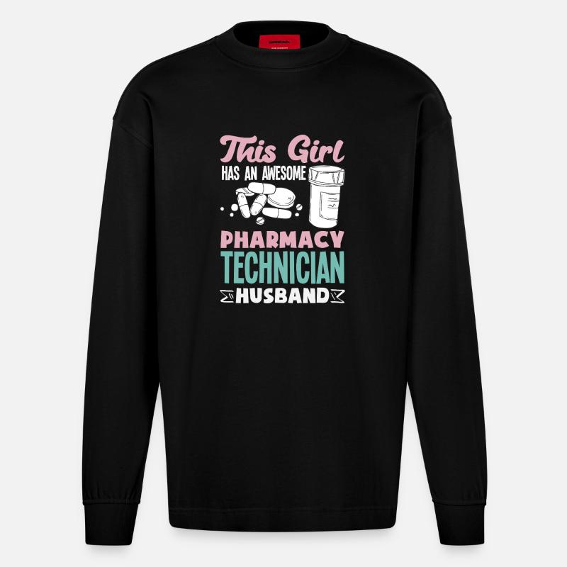 Pharmacist Pharmaceutical Technical - Heavyweight Oversized Organic Longsleeve Shirt Made in EU - SOLID BLACK