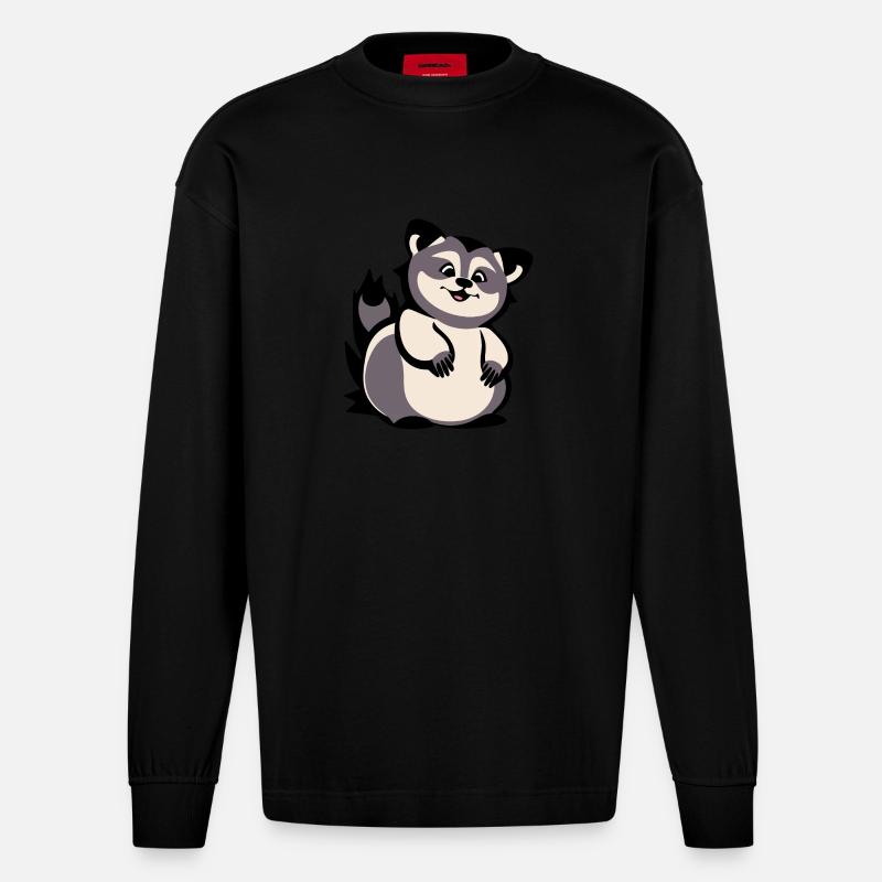 Juste un raton laveur mignon - Manches longues bio épais oversize fabriqué en UE - SOLID BLACK