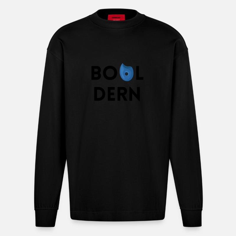 Bouldern - Simples Design mit Bouldergriff - Heavyweight Oversized Organic Langarmshirt Made in EU - SOLID BLACK