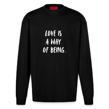 Love is a way of being. Love is a way of being - Heavyweight Oversized Organic Longsleeve Shirt Made in EU - SOLID BLACK - Front