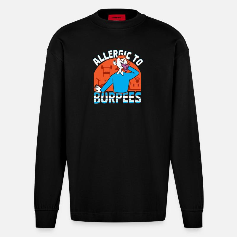 Burpees Training, Squat, Kardiotraining - Heavyweight Oversized Organic Langarmshirt Made in EU - SOLID BLACK