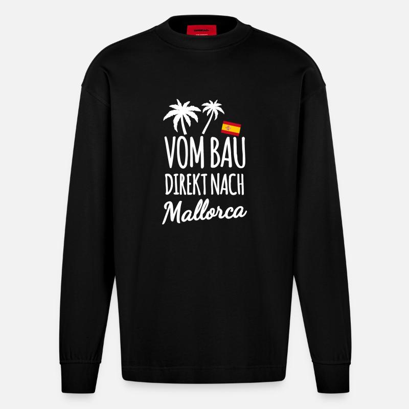 Bauarbeiter in Mallorca - Heavyweight Oversized Organic Langarmshirt Made in EU - SOLID BLACK