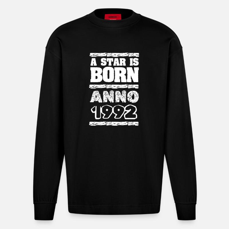 1992 - Heavyweight Oversized Organic Langarmshirt Made in EU - SOLID BLACK