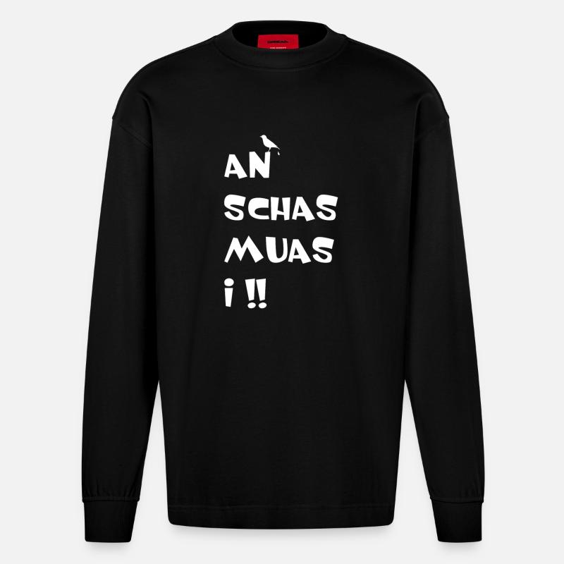 An Schas muas i - Heavyweight Oversized Organic Langarmshirt Made in EU - SOLID BLACK