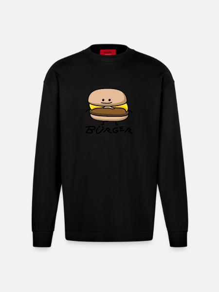 Burger als Bürger - Heavyweight Oversized Organic Langarmshirt Made in EU - SOLID BLACK