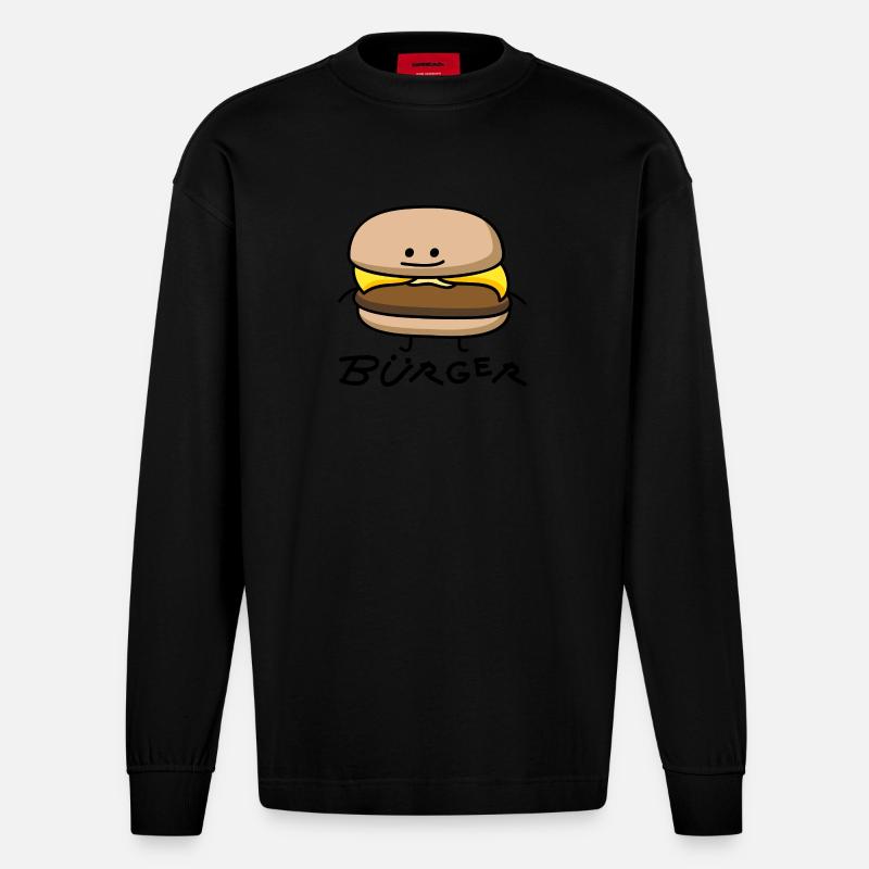 Burger als Bürger - Heavyweight Oversized Organic Langarmshirt Made in EU - SOLID BLACK