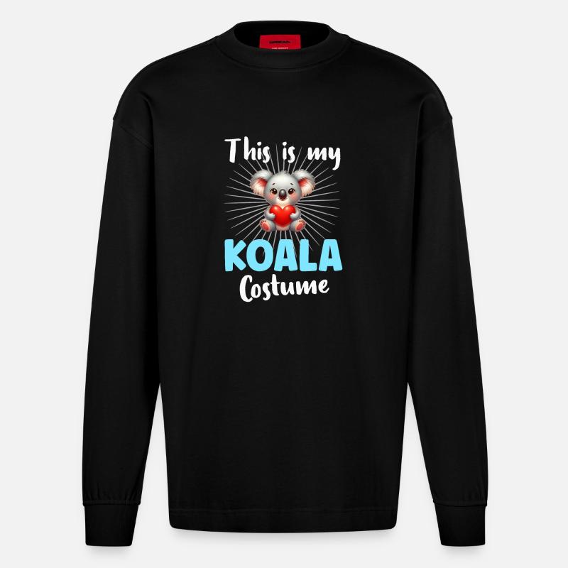Koala Koalabär - Heavyweight Oversized Organic Langarmshirt Made in EU - SOLID BLACK