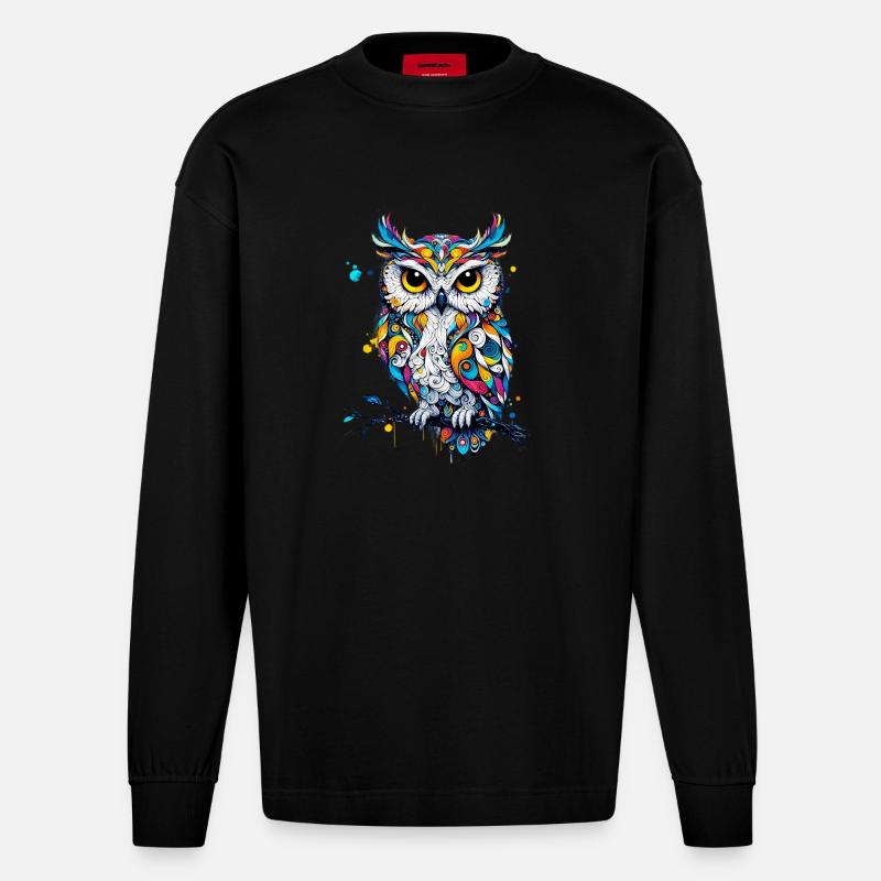 Eule - Heavyweight Oversized Organic Langarmshirt Made in EU - SOLID BLACK