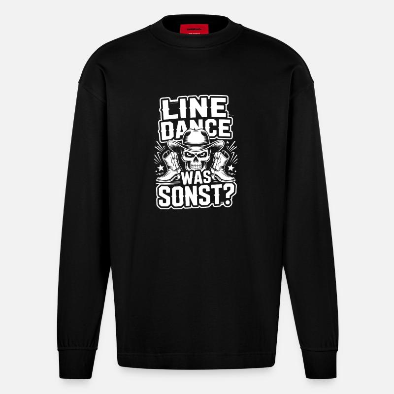 Line Dance What Else Skull - Heavyweight Oversized Organic Longsleeve Shirt Made in EU - SOLID BLACK
