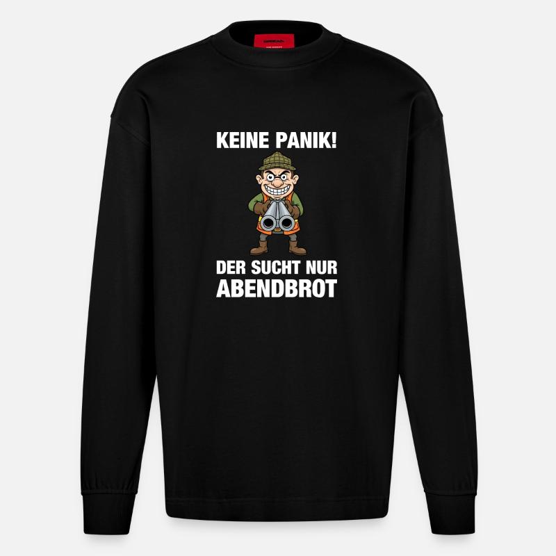 Jäger sucht Abendbrot - Heavyweight Oversized Organic Langarmshirt Made in EU - SOLID BLACK