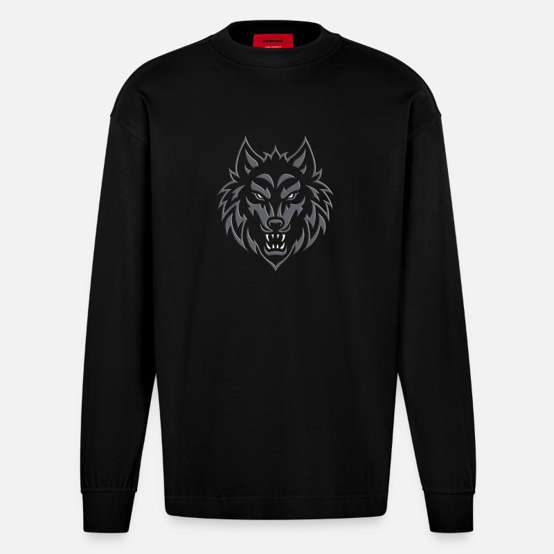 Wolf 2024 01 - Heavyweight Oversized Organic Langarmshirt Made in EU - SOLID BLACK