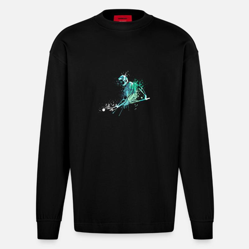 Cool splash pool billiards player - Heavyweight Oversized Organic Langarmshirt Made in EU - SOLID BLACK