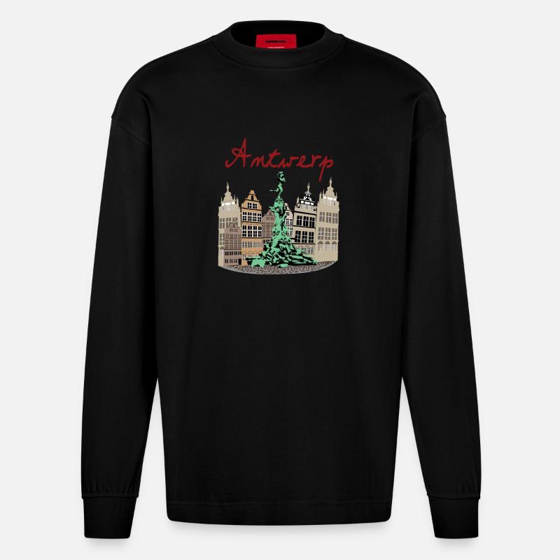 Brabo Antwerpen - Heavyweight Oversized Organic Langarmshirt Made in EU - SOLID BLACK
